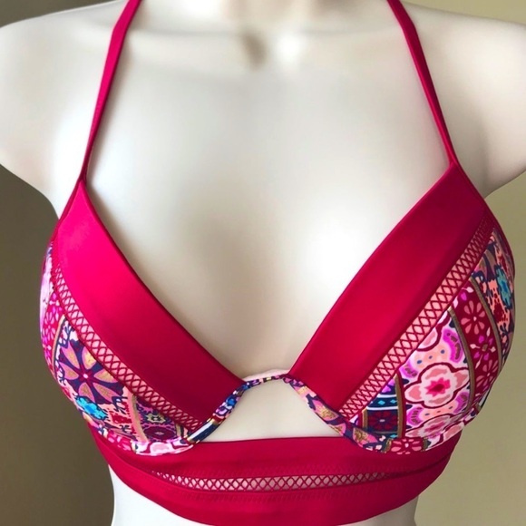 Shade & Shore Sz 36C Red Paisley Bikini Top | Boho Bohemian Festival - Picture 1 of 6